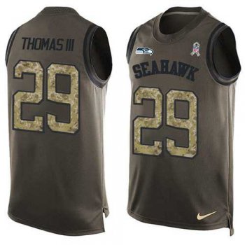 Nike Seattle Seahawks #29 Earl Thomas III Green Men's Stitched NFL Limited Salute To Service Tank Top Jersey