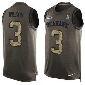 Nike Seattle Seahawks #3 Russell Wilson Green Men's Stitched NFL Limited Salute To Service Tank Top Jersey