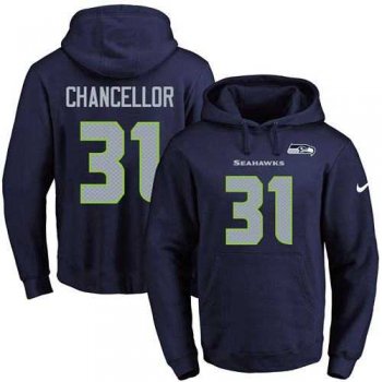 Nike Seattle Seahawks #31 Kam Chancellor Navy Blue Name & Number Pullover NFL Hoodie