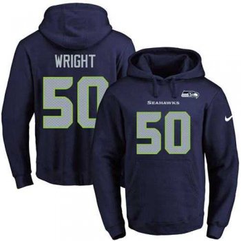 Nike Seattle Seahawks #50 K.J. Wright Navy Blue Name & Number Pullover NFL Hoodie