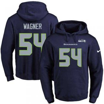 Nike Seattle Seahawks #54 Bobby Wagner Navy Blue Name & Number Pullover NFL Hoodie