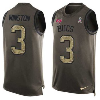 Nike Tampa Bay Buccaneers #3 Jameis Winston Green Men's Stitched NFL Limited Salute To Service Tank Top Jersey