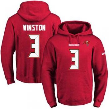 Nike Tampa Bay Buccaneers #3 Jameis Winston Red Name & Number Pullover NFL Hoodie