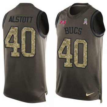 Nike Tampa Bay Buccaneers #40 Mike Alstott Green Men's Stitched NFL Limited Salute To Service Tank Top Jersey