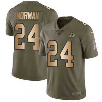 Nike Washington Redskins #24 Josh Norman Olive Gold Men's Stitched NFL Limited 2017 Salute To Service Jersey