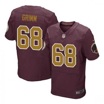 Nike Washington Redskins #68 Russ Grimm Burgundy Red Gold Number Alternate 80TH Anniversary Elite Jersey