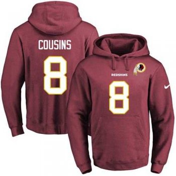 Nike Washington Redskins #8 Kirk Cousins Burgundy Red Name & Number Pullover NFL Hoodie