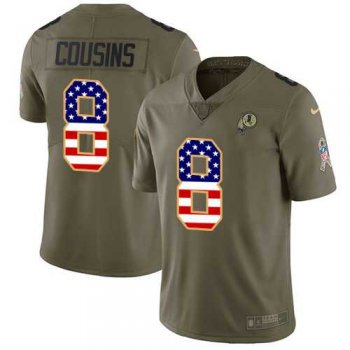 Nike Washington Redskins #8 Kirk Cousins Olive USA Flag Men's Stitched NFL Limited 2017 Salute To Service Jersey