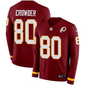 Nike Washington Redskins #80 Jamison Crowder Burgundy Red Team Color Men's Stitched NFL Limited Therma Long Sleeve Jersey