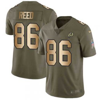 Nike Washington Redskins #86 Jordan Reed Olive Gold Men's Stitched NFL Limited 2017 Salute To Service Jersey