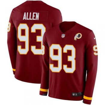 Nike Washington Redskins #93 Jonathan Allen Burgundy Red Team Color Men's Stitched NFL Limited Therma Long Sleeve Jersey