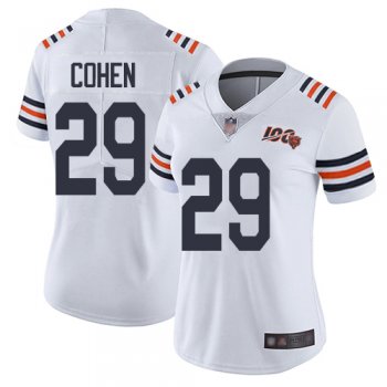 Bears #29 Tarik Cohen White Alternate Women's Stitched Football Vapor Untouchable Limited 100th Season Jersey