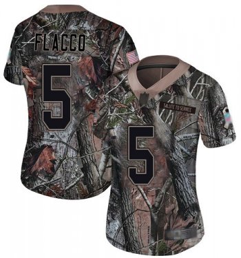 Nike Broncos #5 Joe Flacco Camo Women's Stitched NFL Limited Rush Realtree Jersey