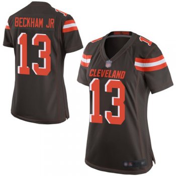 Nike Browns #13 Odell Beckham Jr Brown Team Color Women's Stitched NFL New Elite Jersey