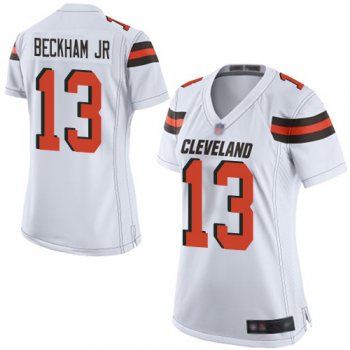 Nike Browns #13 Odell Beckham Jr White Women's Stitched NFL New Elite Jersey