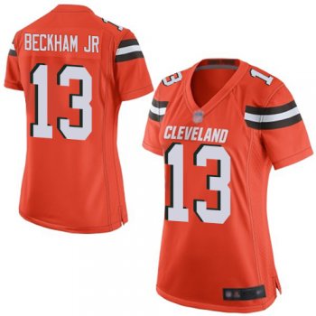 Nike Browns #13 Odell Beckham Jr Orange Alternate Women's Stitched NFL New Elite Jersey