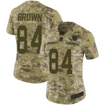 Nike Raiders #84 Antonio Brown Camo Women's Stitched NFL Limited 2018 Salute to Service Jersey