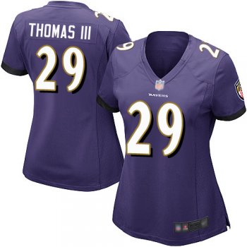 Nike Ravens #29 Earl Thomas III Purple Team Color Women's Stitched NFL New Elite Jersey