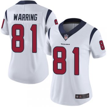 Texans #81 Kahale Warring White Women's Stitched Football Vapor Untouchable Limited Jersey