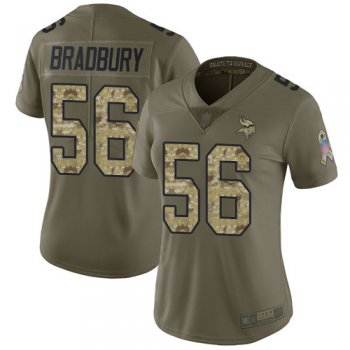 Vikings #56 Garrett Bradbury Olive/Camo Women's Stitched Football Limited 2017 Salute to Service Jersey