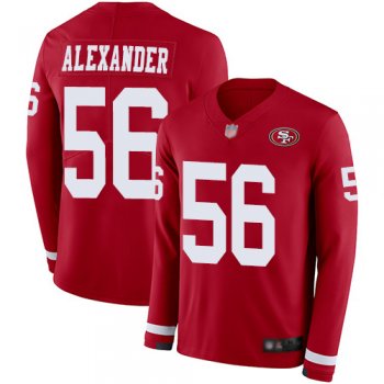 Youth Nike 49ers #56 Kwon Alexander Red Team Color Youth Stitched NFL Limited Therma Long Sleeve Jersey