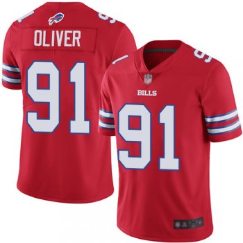 Youth Bills #91 Ed Oliver Red Youth Stitched Football Limited Rush Jersey