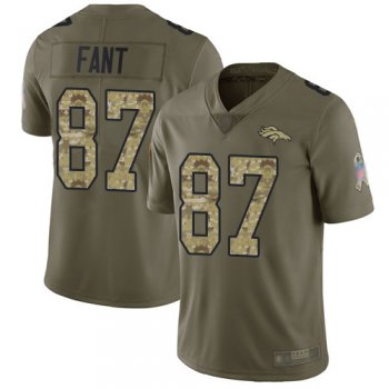 Youth Nike Broncos #87 Noah Fant Olive/Camo Youth Stitched NFL Limited 2017 Salute to Service Jersey