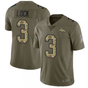 Youth Nike Broncos #3 Drew Lock Olive/Camo Youth Stitched NFL Limited 2017 Salute to Service Jersey