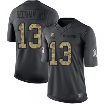 Youth Nike Browns #13 Odell Beckham Jr Black Youth Stitched NFL Limited 2016 Salute to Service Jersey