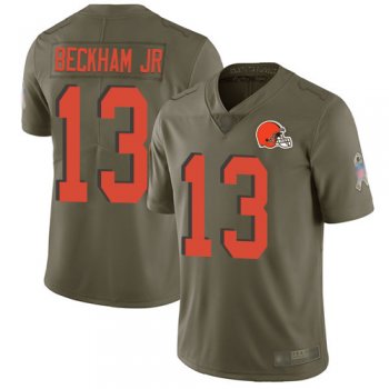 Youth Nike Browns #13 Odell Beckham Jr Olive Youth Stitched NFL Limited 2017 Salute to Service Jersey