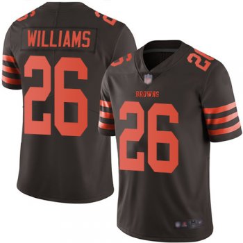 Youth Nike Browns #26 Greedy Williams Brown Youth Stitched NFL Limited Rush Jersey