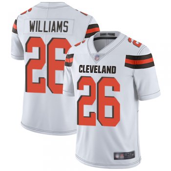 Youth Nike Browns #26 Greedy Williams White Youth Stitched NFL Vapor Untouchable Limited Jersey