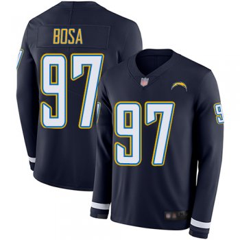 Youth Chargers #97 Joey Bosa Navy Blue Team Color Youth Stitched Football Limited Therma Long Sleeve Jersey