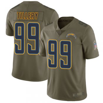 Youth Nike Chargers #99 Jerry Tillery Olive Youth Stitched NFL Limited 2017 Salute to Service Jersey