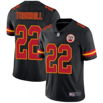 Youth Chiefs #22 Juan Thornhill Black Youth Stitched Football Limited Rush Jersey