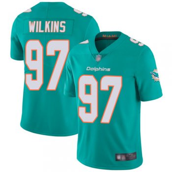 Youth Dolphins #97 Christian Wilkins Aqua Green Team Color Youth Stitched Football Vapor Untouchable Limited Jersey