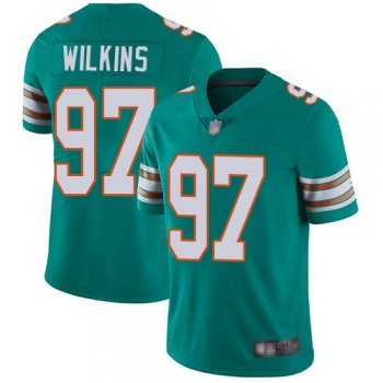 Youth Dolphins #97 Christian Wilkins Aqua Green Alternate Youth Stitched Football Vapor Untouchable Limited Jersey