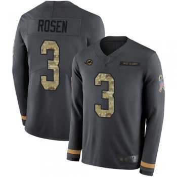 Youth Nike Dolphins #3 Josh Rosen Anthracite Salute to Service Youth Stitched NFL Limited Therma Long Sleeve Jersey