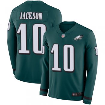 Youth Nike Eagles #10 DeSean Jackson Midnight Green Team Color Youth Stitched NFL Limited Therma Long Sleeve Jersey