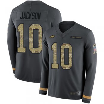 Youth Nike Eagles #10 DeSean Jackson Anthracite Salute to Service Youth Stitched NFL Limited Therma Long Sleeve Jersey