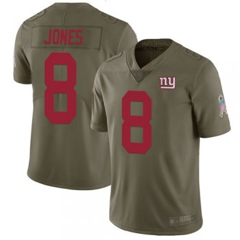 Youth Giants #8 Daniel Jones Olive Youth Stitched Football Limited 2017 Salute to Service Jersey