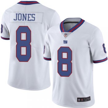 Youth Giants #8 Daniel Jones White Youth Stitched Football Limited Rush Jersey