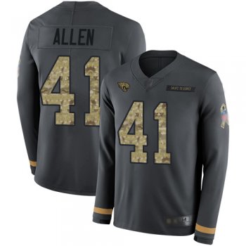 Youth Nike Jaguars #41 Josh Allen Anthracite Salute to Service Youth Stitched NFL Limited Therma Long Sleeve Jersey