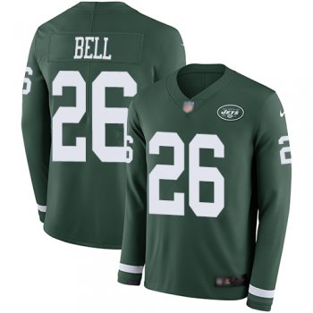 Youth Nike Jets #26 Le'Veon Bell Green Team Color Youth Stitched NFL Limited Therma Long Sleeve Jersey