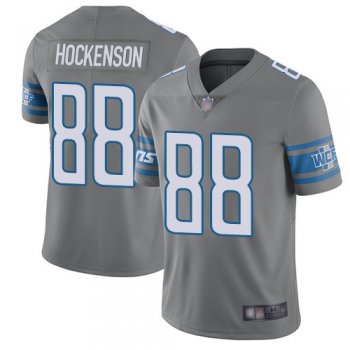 Youth Lions #88 T.J. Hockenson Gray Youth Stitched Football Limited Rush Jersey