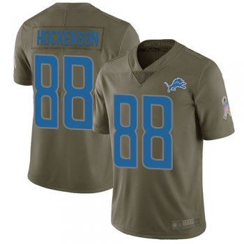 Youth Lions #88 T.J. Hockenson Olive Youth Stitched Football Limited 2017 Salute to Service Jersey