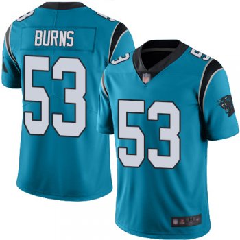 Youth Panthers #53 Brian Burns Blue Youth Stitched Football Limited Rush Jersey