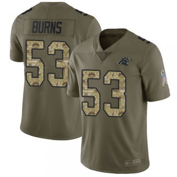 Youth Panthers #53 Brian Burns Olive/Camo Youth Stitched Football Limited 2017 Salute to Service Jersey