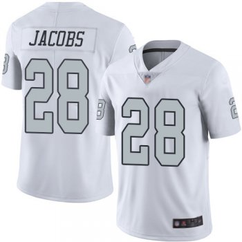 Youth Nike Raiders #28 Josh Jacobs White Youth Stitched NFL Limited Rush Jersey