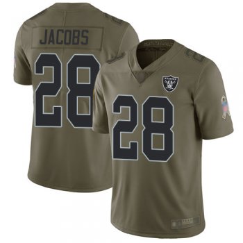 Youth Nike Raiders #28 Josh Jacobs Olive Youth Stitched NFL Limited 2017 Salute to Service Jersey